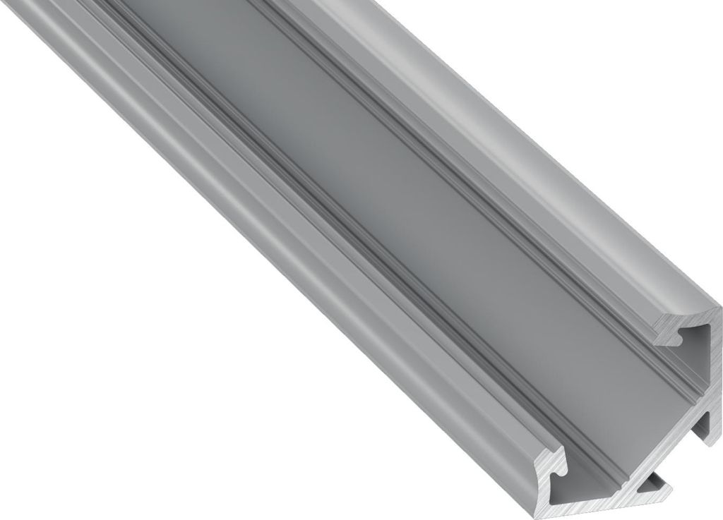 LED Aluminium Profil Leiste Silber | Typ C Neigungswinkel 45° | Mit Endkappe und Halterung | Schwarz Abdeckung | 1m