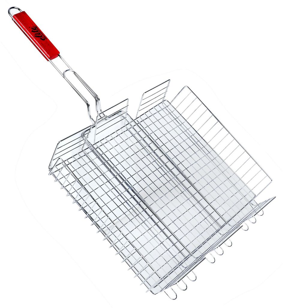 Elite BBQ Grillrost - Grillkorb - Metall/Holz - 42 x 66 x 7 Produktbild 