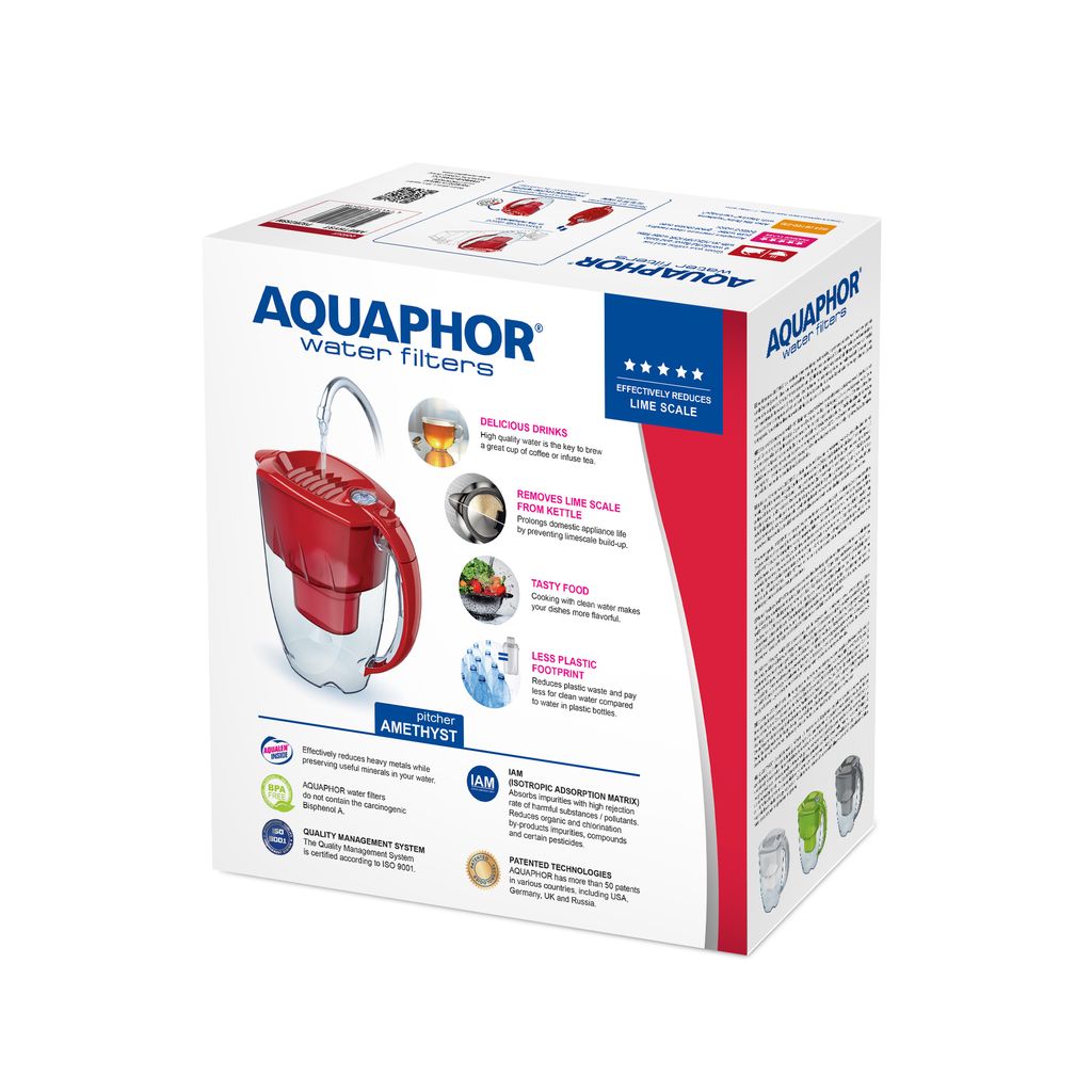 Wasserkocher Klein AQUAPHOR Wasserfilter-Set Amethyst Inkl. 3x MAXFOR Filterkartuschen Flaschen, Trinkbehälter & Filter