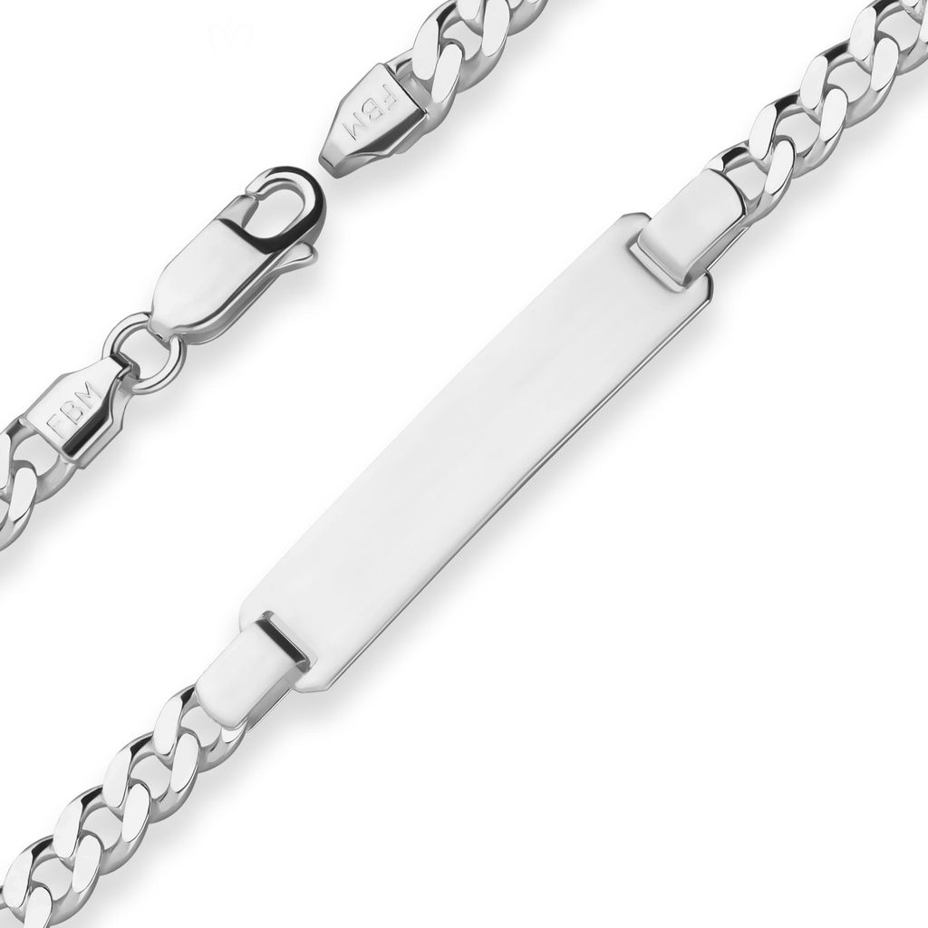 4,7mm Id-Armband Panzerkette Schildband aus 925 Silber matt-glänzend 17cm