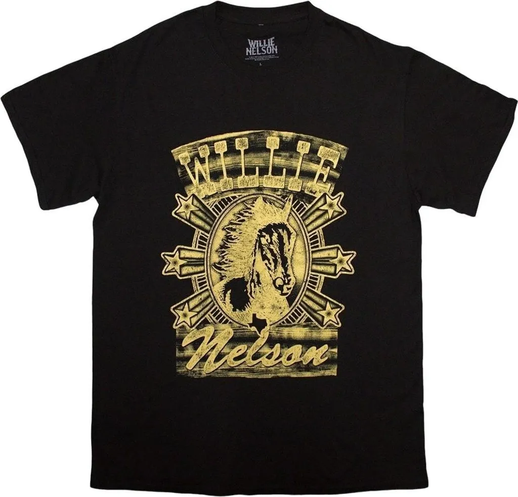 T-shirt Willie Nelson Horse Noir M idéal pour Concert et Look Casual