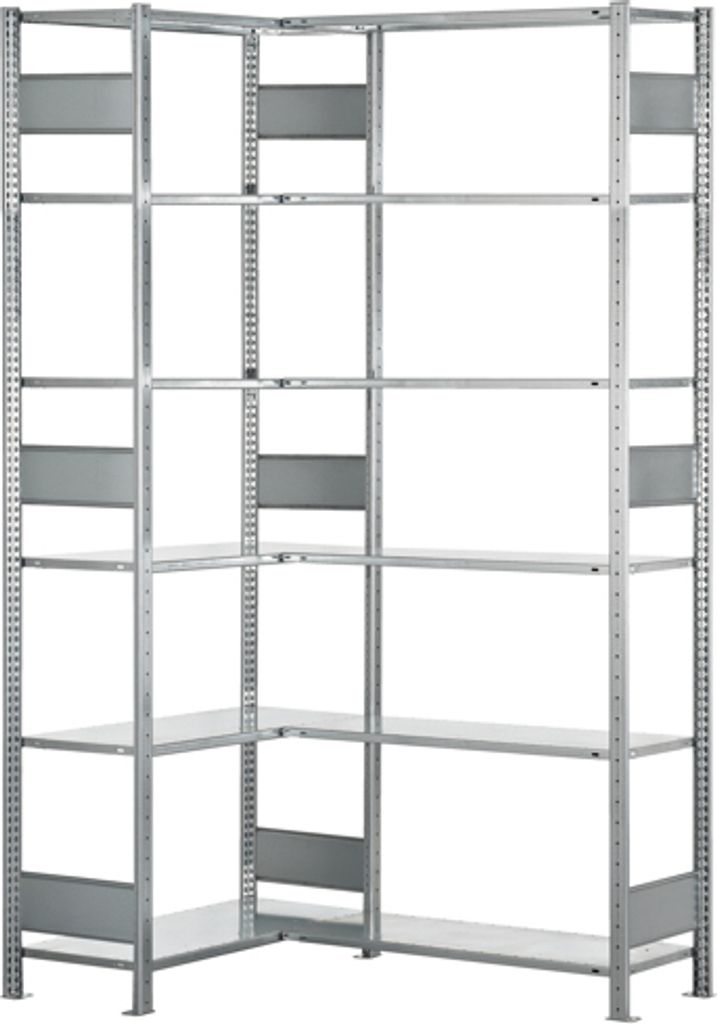 Schulte Eckregal | Grundregal (Felder A+B) | HxBxT 250x100x40cm | 2x6 Ebenen | Längenriegel | Verzinkt