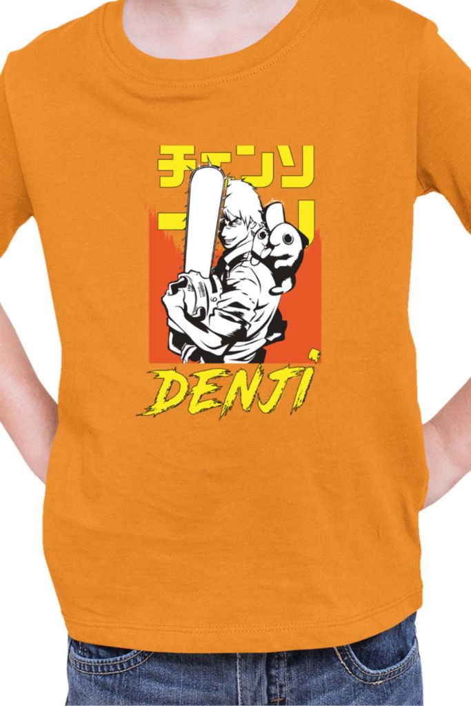 Kinder T-Shirt Manga Japan Anime Comics Animation Chainsaw Anime manga Man 05, 3-4 Jahr - 104 / Orange