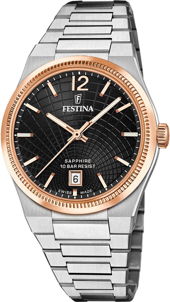 Festina Damenuhr Swiss Made Armbanduhr Edelstahl silber UF20066/4