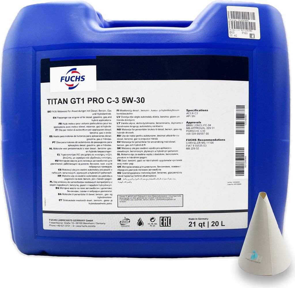 20 L Fuchs Titan GT1 Pro C-3  5W30 | VW 504 00 / 507 00 | Produktbild 