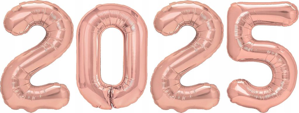 FOLIENBALLONS Zahl 2025 ROSA GOLD Silvester Abschlussball 100cm