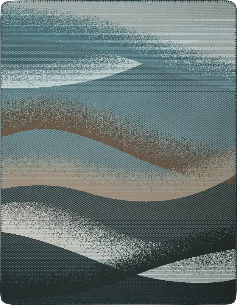 Biederlack Couverture Ocean Wave 220x240 cm avec Finition Point Décoratif