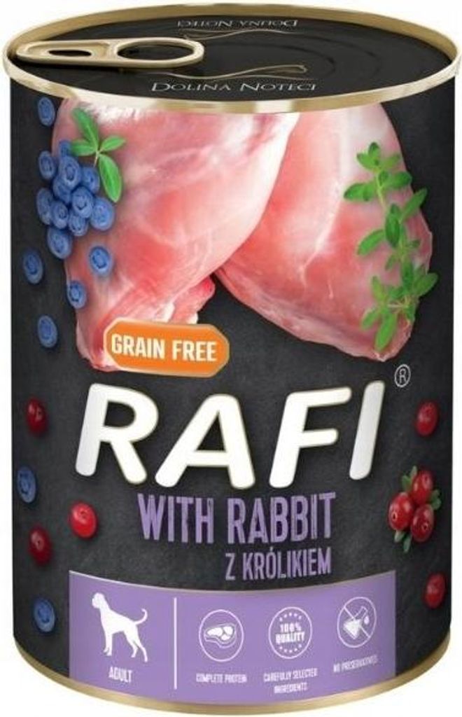 Rafi Mokra Karma Dla Psów Z Królikiem, Borówką I Żurawiną Zdjęcie produktu 