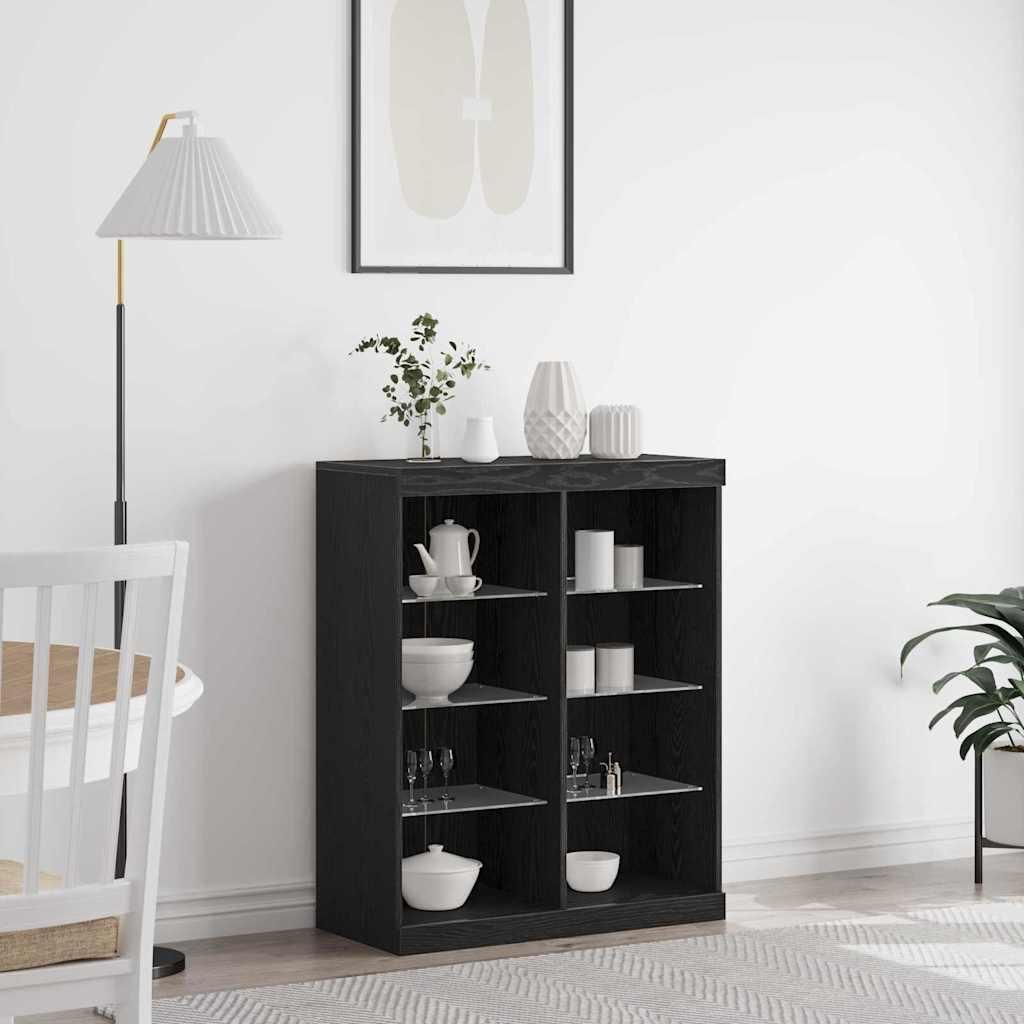 vidaXL LED-Sideboard Schwarze Eiche 81 x 37 x 100 cm Holzwerkstoff