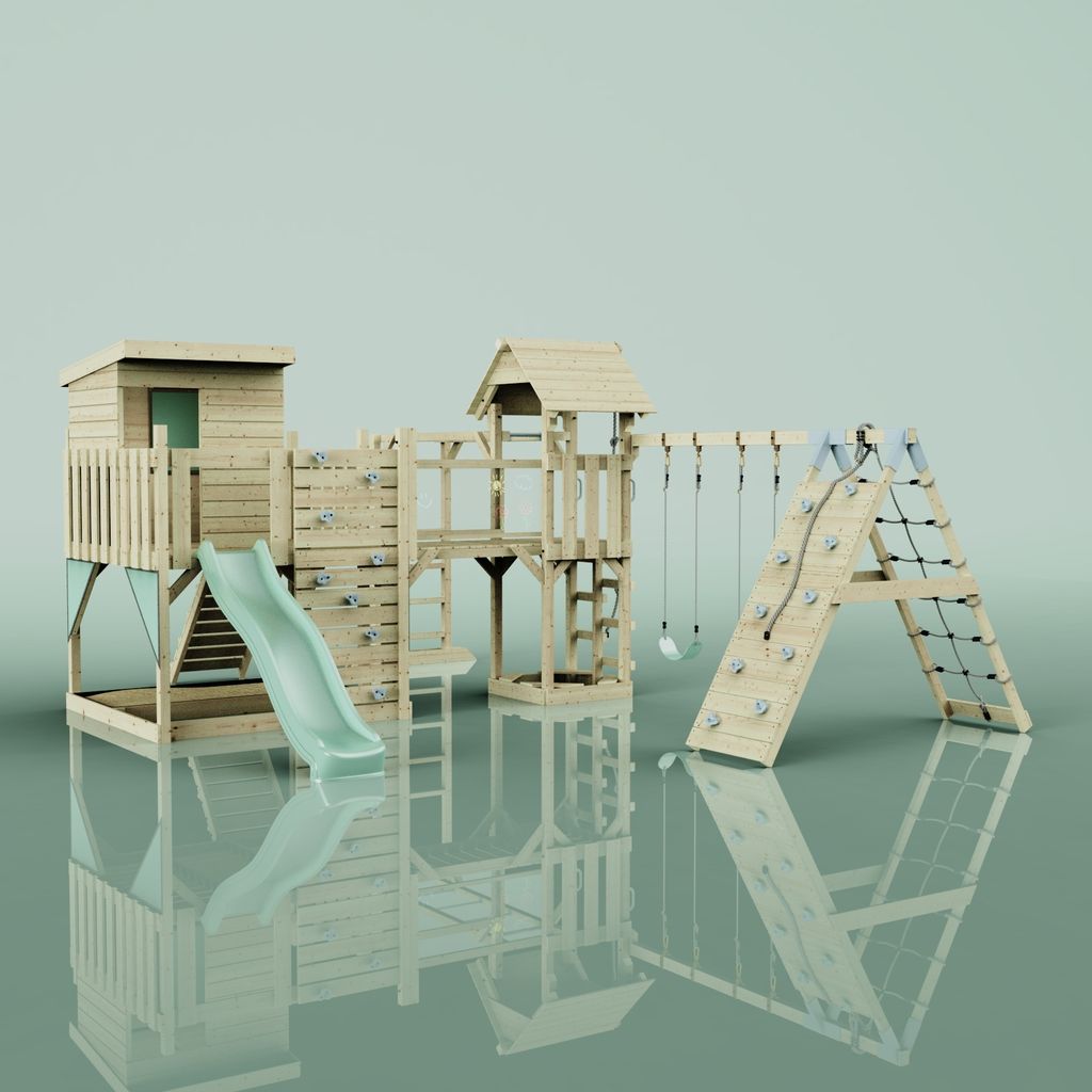 OutdoorToys Spielturm Lars aus Holz in Grün Kinderschaukel
