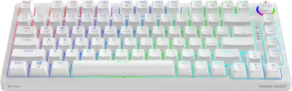 Clavier Gaming Mécanique Bluetooth Savio Phenix Blanc avec Switchs Rouge