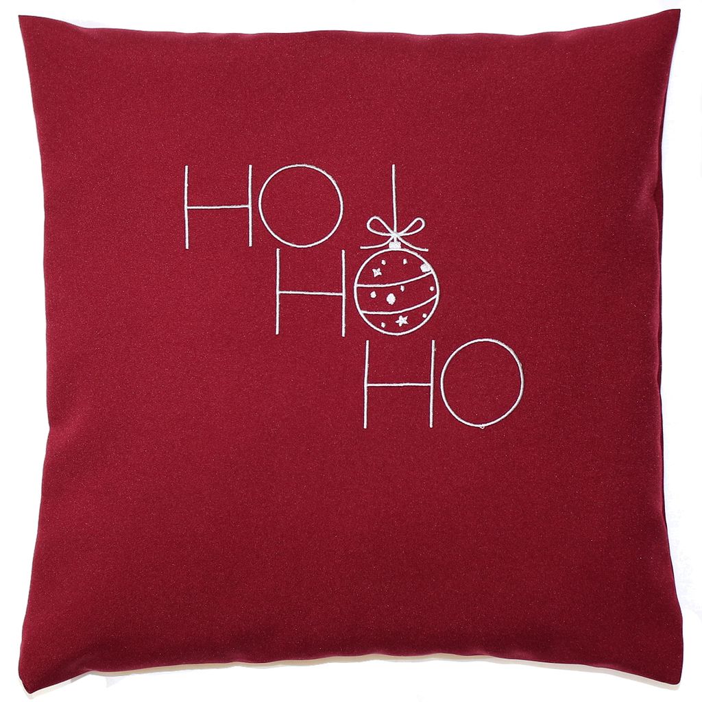 Kissenbezug Weihnachten bestickt minimalistisch Christmas- Ho Ho Ho - Bordeauxrot