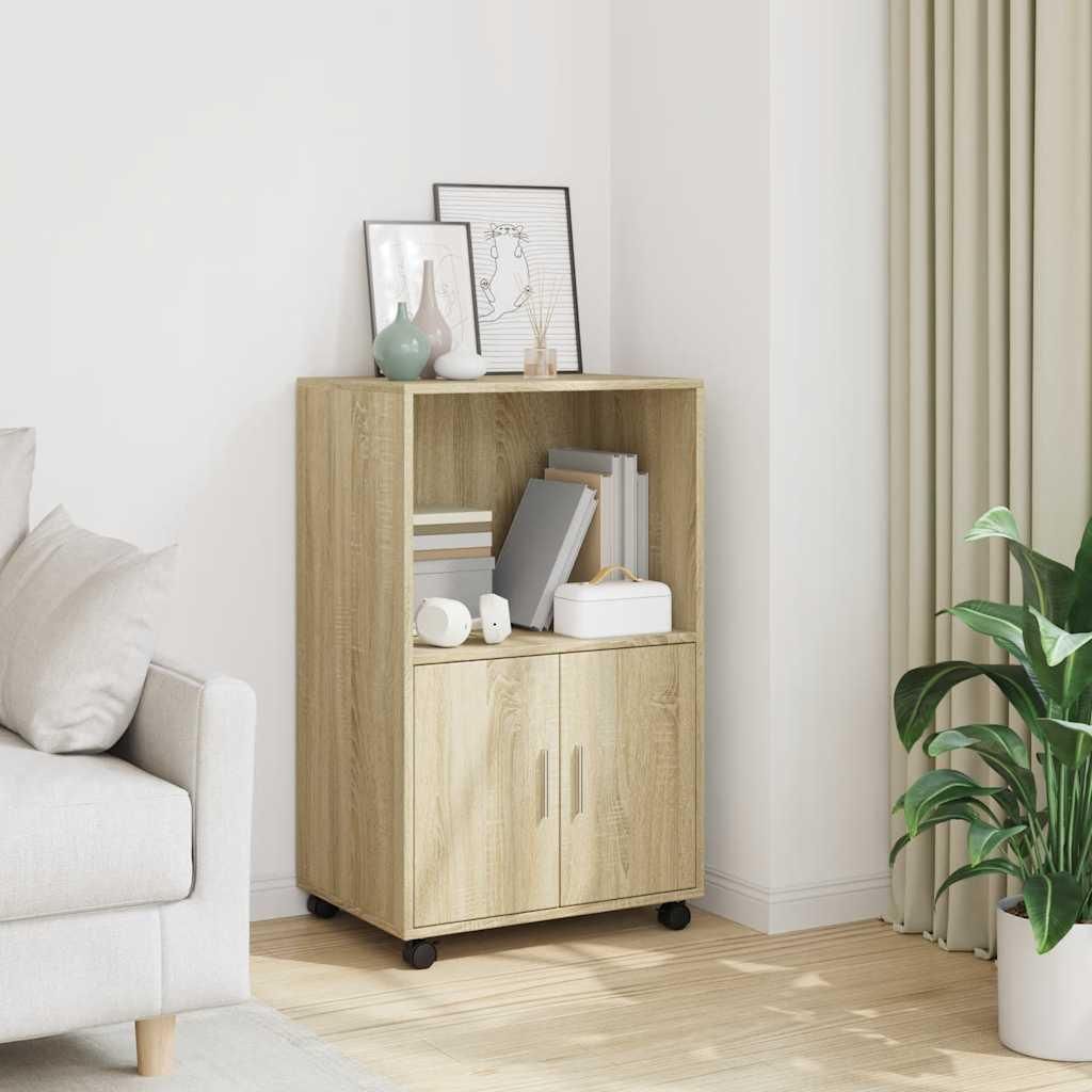vidaXL Skříňka na kolečkách Sonoma dub 55x40x91 cm materiál Obrázek produktu 