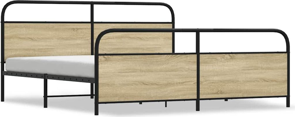 Metallbett ohne Matratze Sonoma-Eiche 200x200 cm
