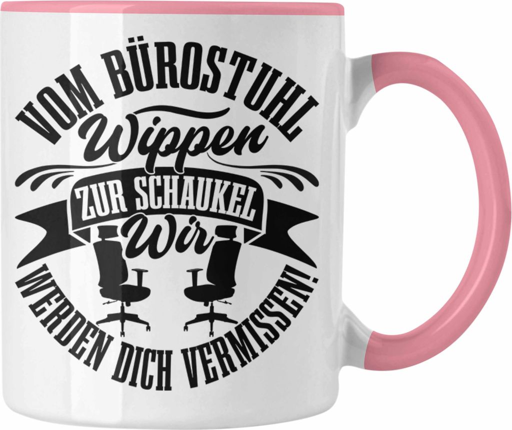 Trendation - Mutterschutz Tasse Geschenk Abschied Mutterschutz Kaffeetasse Kollegin Wird Mama Vom Bürostuhl-Wippen Zur Schaukel (Rosa)