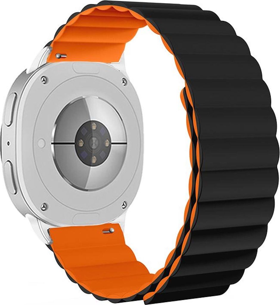 Magnetisches Silikon Armband für Samsung Galaxy Watch 8 / 8 Classic Schwarz / Orange