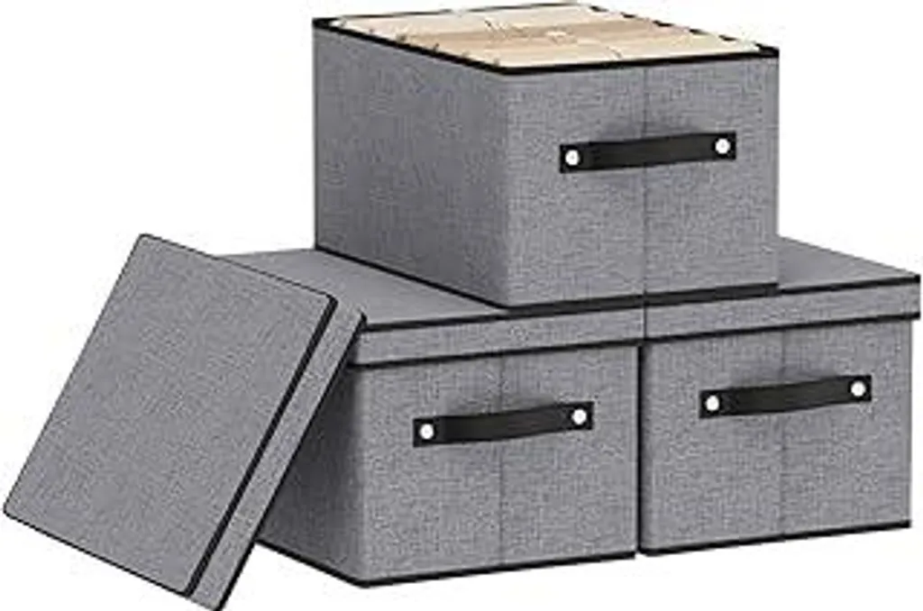 Set 3 Organizzatori Casa Eleganti 33x23x18 | Pieghevoli Grigio