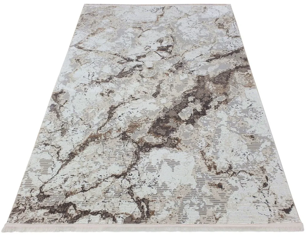 Tapis STEFANO 160x220 cm pour salon et chambre - Décoration crème or