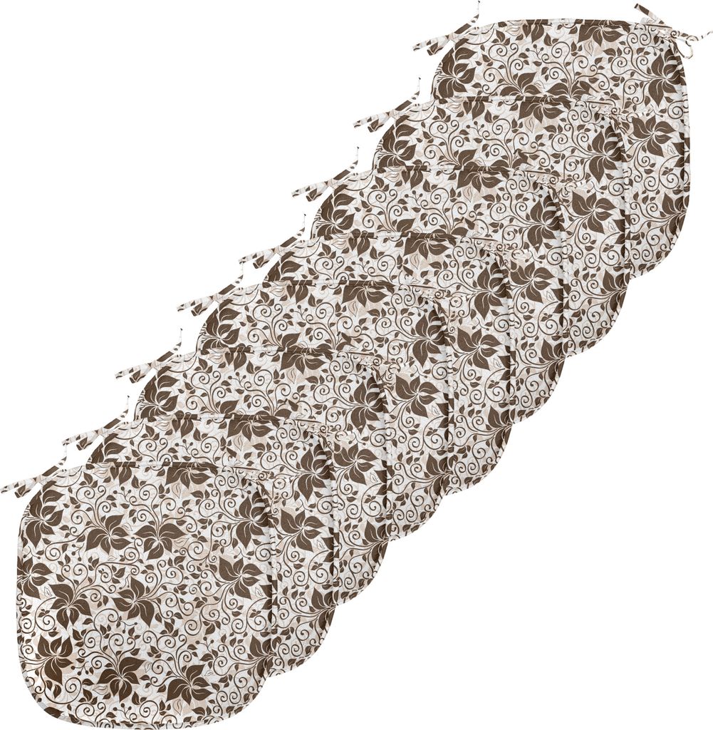 ABAKUHAUS Erdfarben Polster für Esszimmerstühle, Brown-Blumen-Blätter, Dekoratives wasserfestes Kissen mit Riemen für Küchensitze, 40 cm x 40 ...
