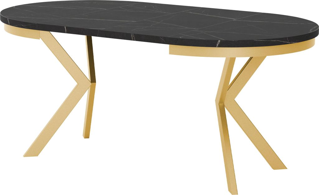 MIRJAN24 Tisch Edder 90, Esszimmer Tisch, Beine aus Stahl (Farbe: Schwarz / Hellgrau)