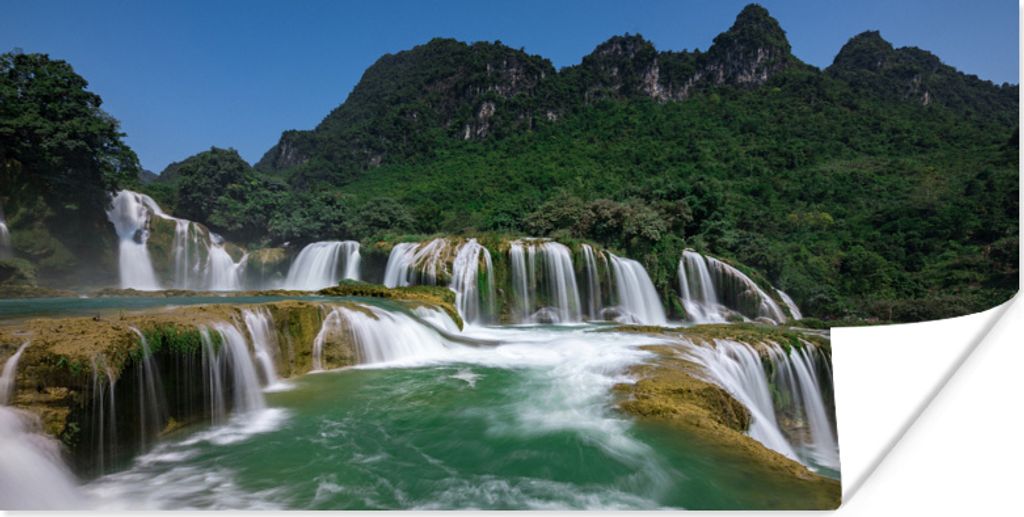 MuchoWow Poster Wasserfälle - Berge - Natur 80x40 cm - Wanddeko