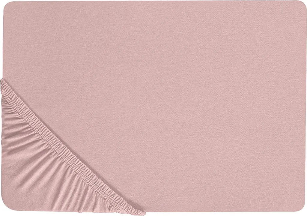 Drap housse en coton rose 160x200 cm Lumarko avec élastique de maintien
