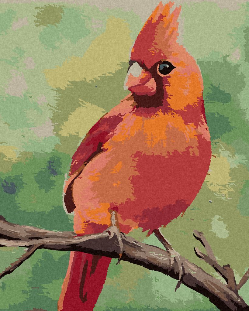 Zuty - Malen nach Zahlen - ROTER VÖGELCHEN 2 (MYROSLAVA VOLOSCHUK), 40x50 cm, mit Keilrahmen (bereits gespannt)