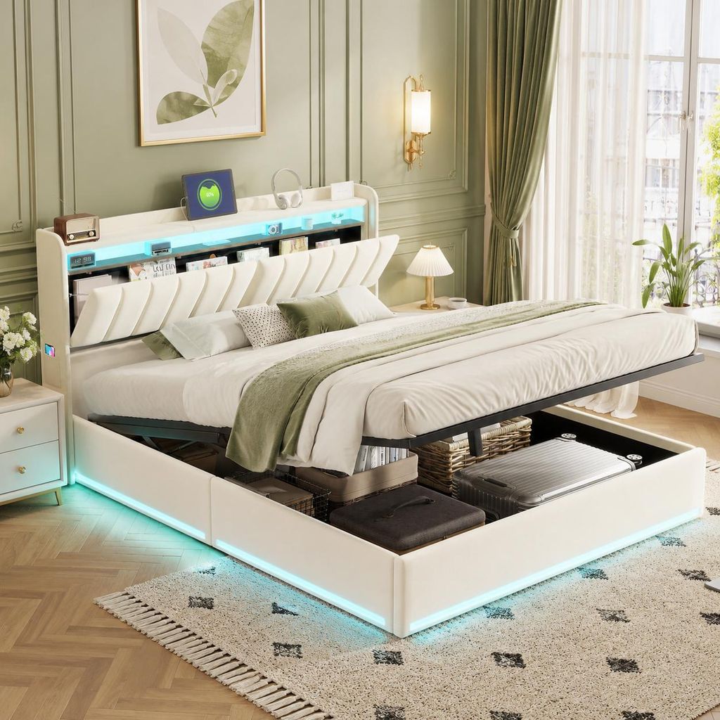 INONEFT čalúnená posteľ 160x200 cm s hydraulickým systémom Obrázok produktu  Obrázok generovaný UI