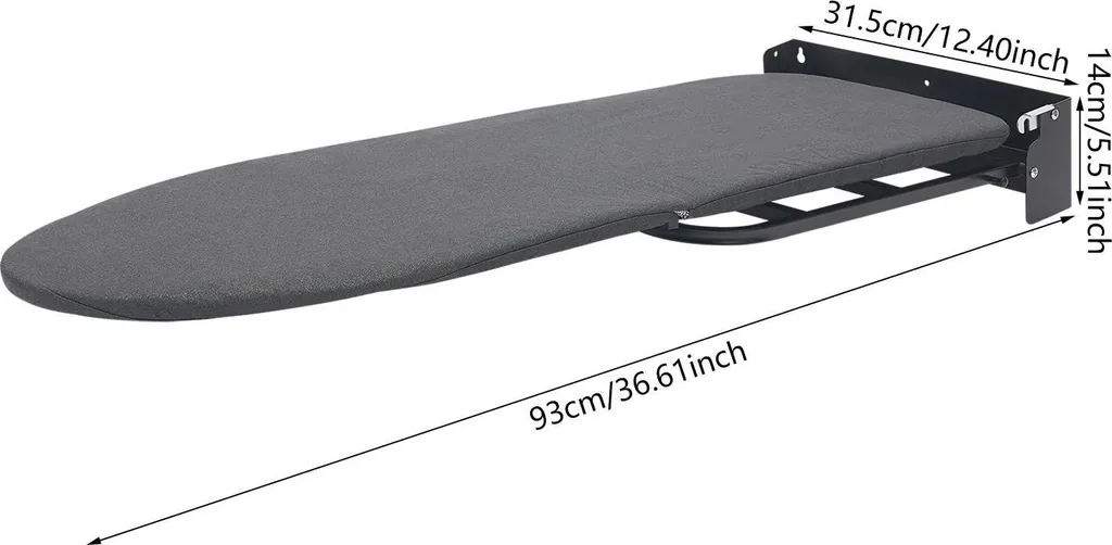 Table à repasser murale pour studio et buanderie - Pliable noir acier - 3