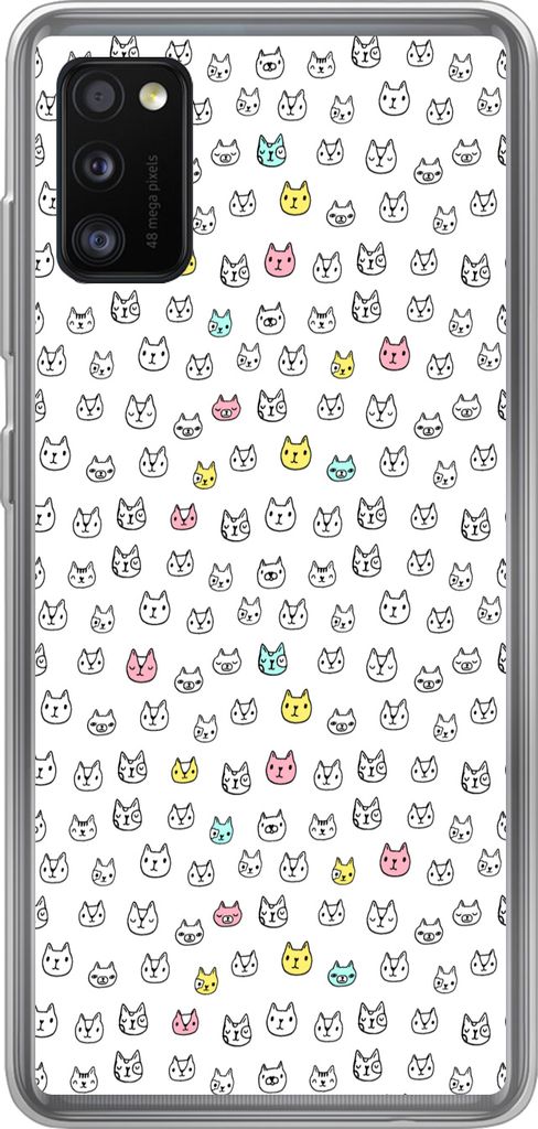 MuchoWow Handyhülle Schutzhülle Hülle für Telefoonhoesje Samsung Galaxy A41 Mädchen - Katze - Haustiere - Muster - Mädchen - Kinder - Kinde...