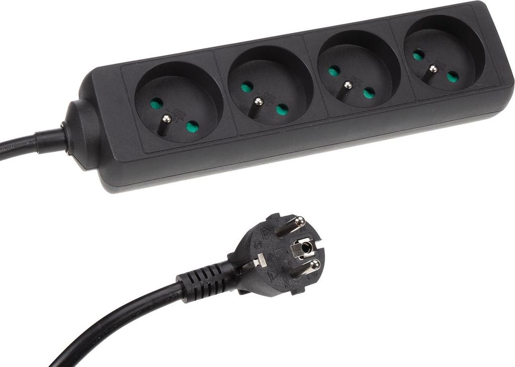 Perel Steckdosenleiste, 4 Typ-E-Steckdosen mit Kindersicherung, 5 m H05VV-F 3G1.5 Kabel, 3680 W,