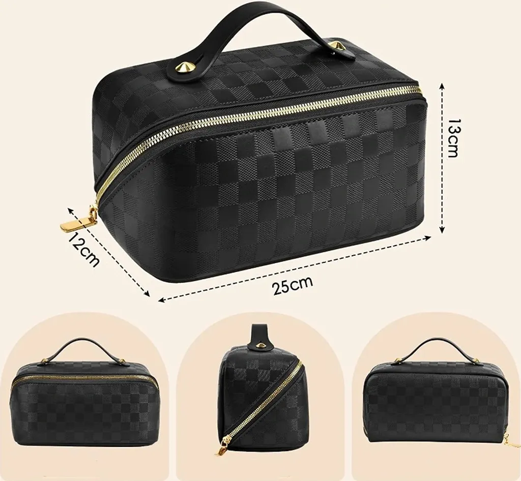 Trousse Trucchi Viaggio Ecopelle Nera 25cm - Organizer Make-up Chic - 12