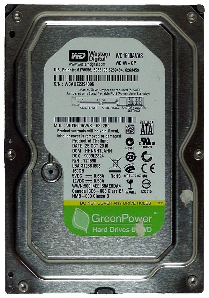 160GB HDD WD AV-GP WD1600AVVS 8MB Cache SATA ID14136