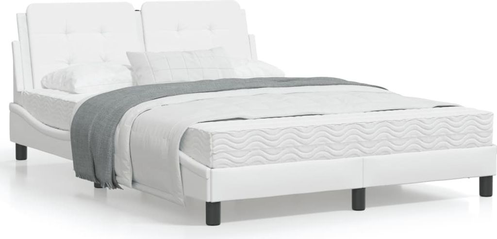 Maison Exclusive - Bettgestell mit LED ohne Matratze "Zadar" Weiß 140x200 cm