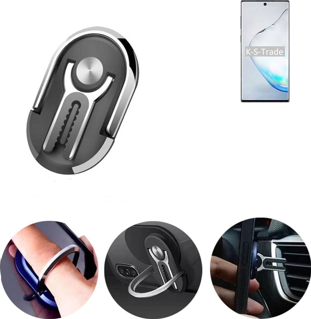 K-S-Trade 3in1 Smartphone-Ring Handy-Ring kompatibel mit Samsung Galaxy Note10 SD855 Fingerhalterung Handyring Tischständer