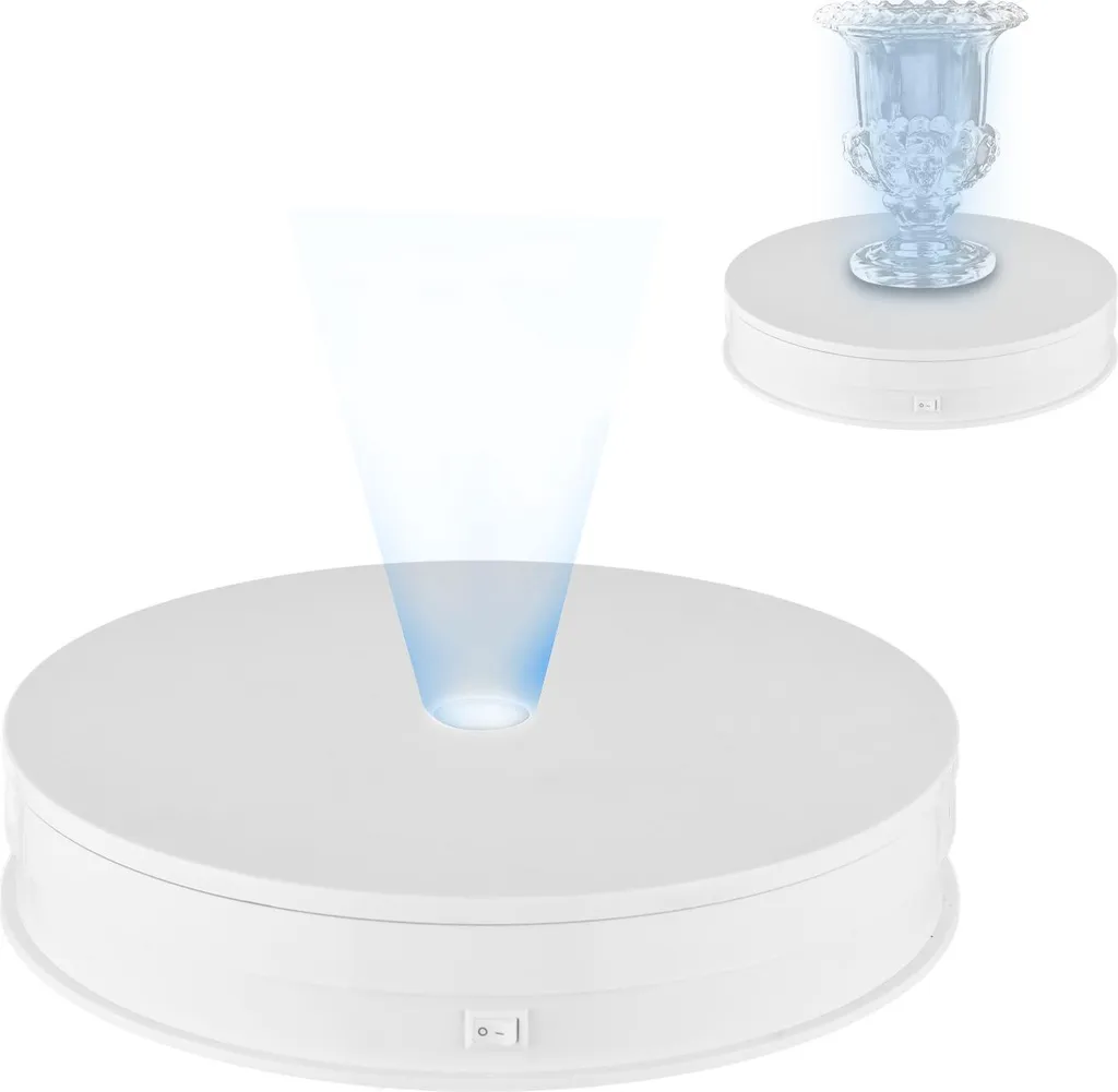 Plateau rotatif silencieux 10kg avec télécommande et lumière LED