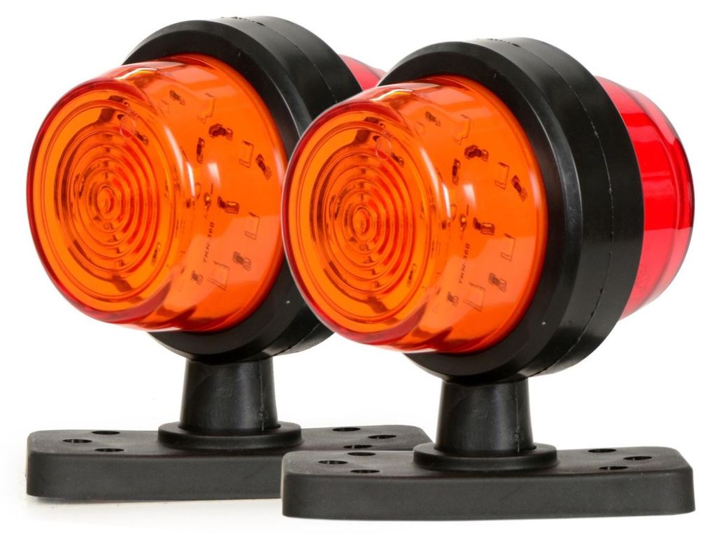 Set, 2 Stück LED-Begrenzungs-/Positionsleuchten, hörnchenförmig, 12–24 V, orange-rot – für Anhänger, Plattformaufbauten, Lkw usw