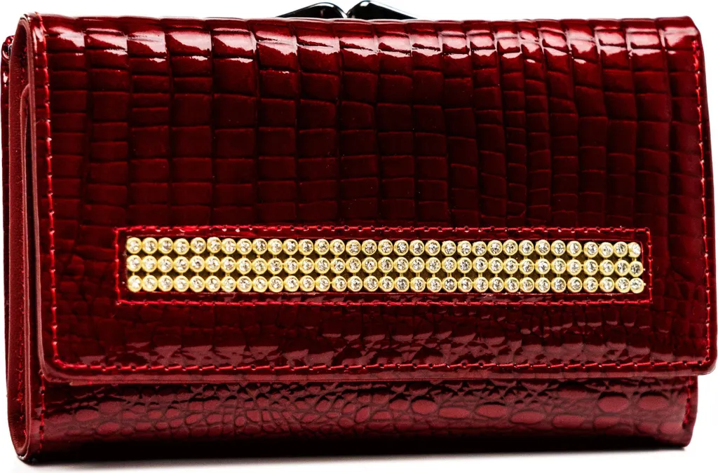 Lorenti Portafoglio Rosso in Vera Pelle con Zirconi - Elegante