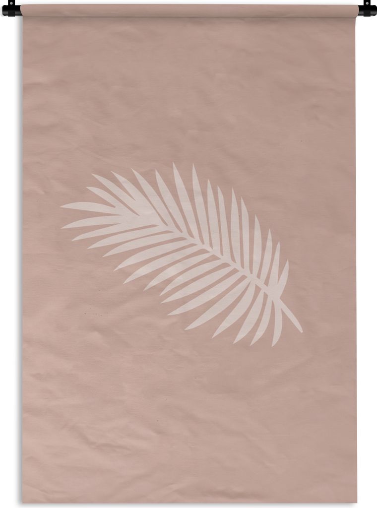 MuchoWow Wandteppich Wandbehang Sommer - Palmblatt - Rosa 90x135 cm Tapisserie Dekoration Wandtuch - Baumwolle - Wandskulptur