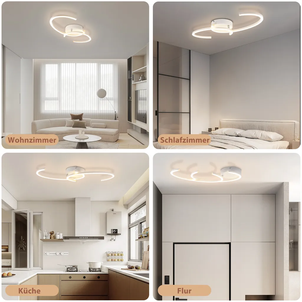 ZMH lampada da soffitto LED plafoniera cucina 24W lampada soggiorno design moderno lampada camera da letto 3000K bianco caldo lampada soggiorno cucina 330° ruotabile 2 anelli lampade da soffitto bianche per camera da letto sala da pranzo - 6