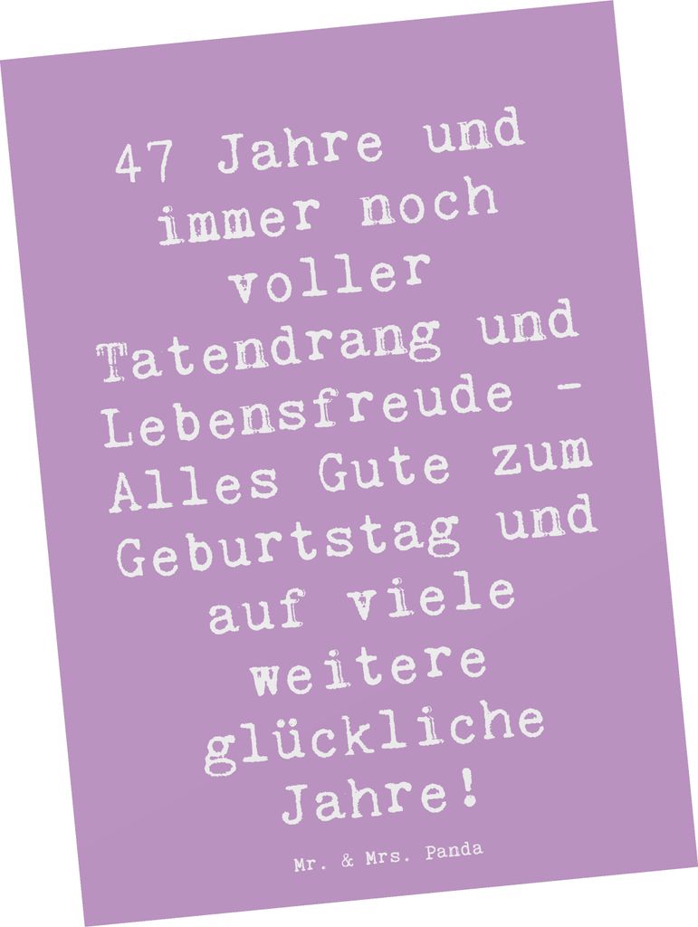 Mr. & Mrs. Panda Postkarte Spruch 47. Geburtstag - Produktbild 