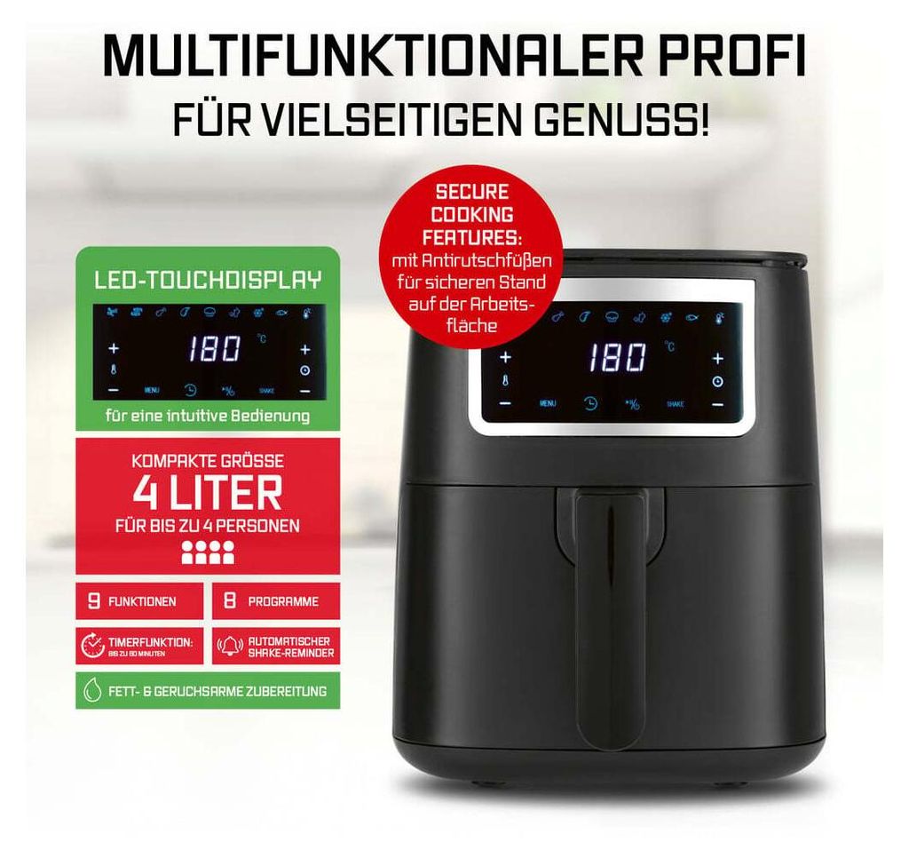 GOURMETmaxx Friggitrice ad aria calda da 4 l - Touch, Immagine del prodotto 