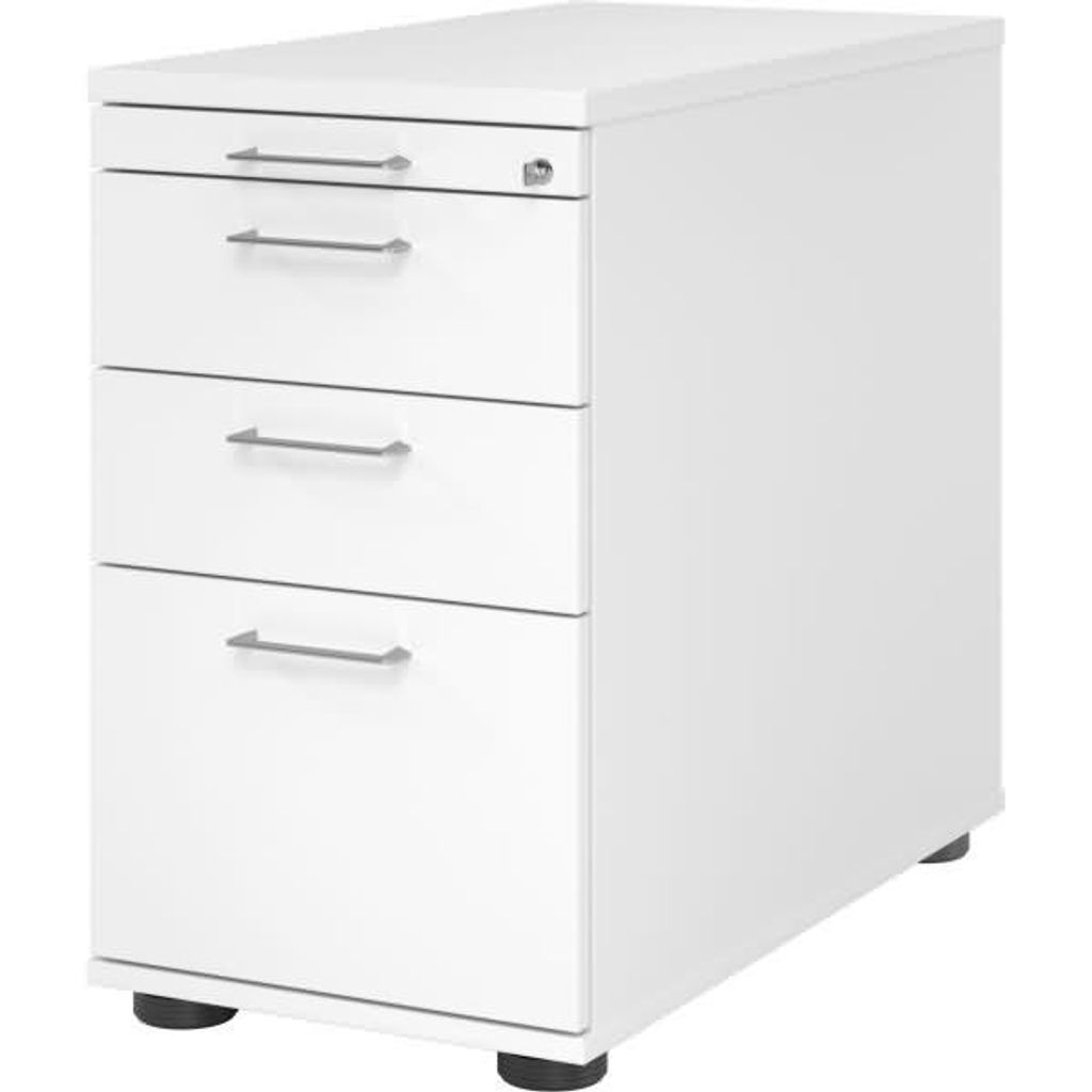 Büro Standcontainer mit Hängeregister Modell SC40 abschließbar W = Weiß-BS= Bügelgriff Metall