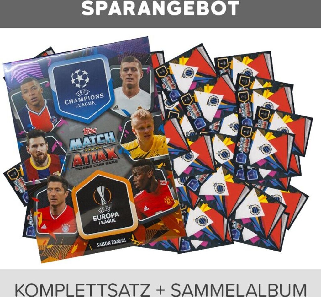 Topps Champions League 2020/21 - Trading Cards - Alle Karten komplett plus Sammelmappe (ohne limitierte oder andere Sonderkarten)