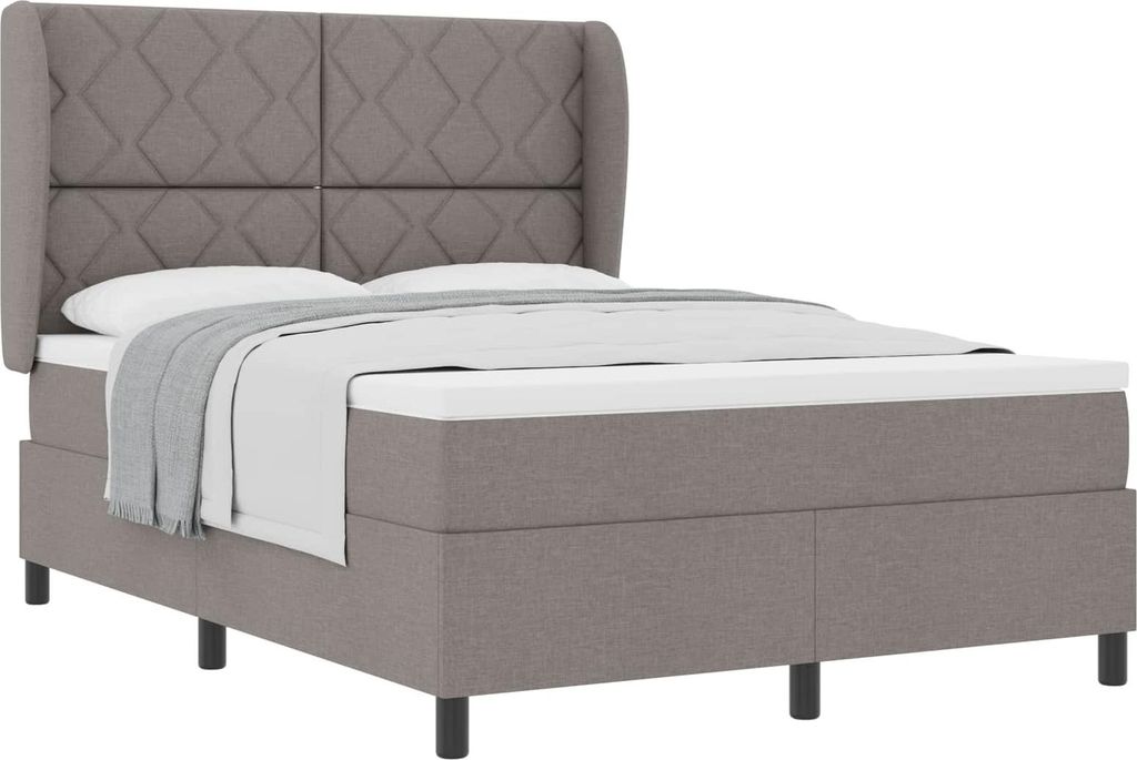 vidaXL Boxspringbett mit Matratze Taupe 160 x 200 cm Stoff