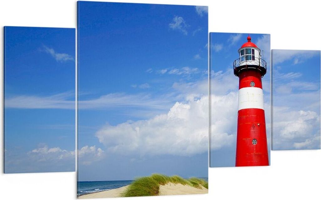 Bild auf Leinwand - Leinwandbild - Turm Leuchtturm Ozean Ufer - 160x90cm - Wand Bild - Wanddeko - Leinwanddruck - Bilder - Kunstdruck - Wanddekorat...