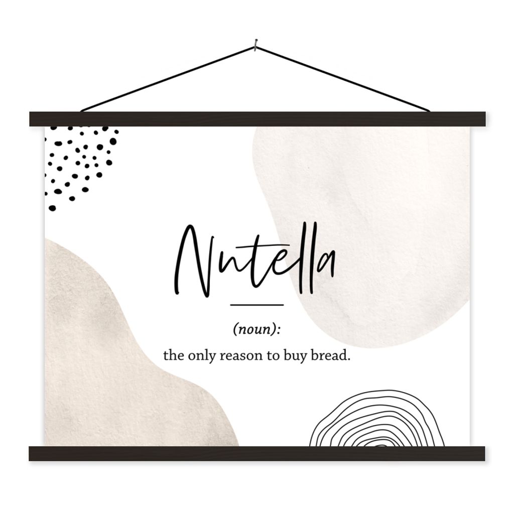 MuchoWow Textilposter Zitate - Nutella - Sprichwörter - Wörterbuch - Nutella Definition 40x30 cm mit schwarzem Rahmen - Dekorationen