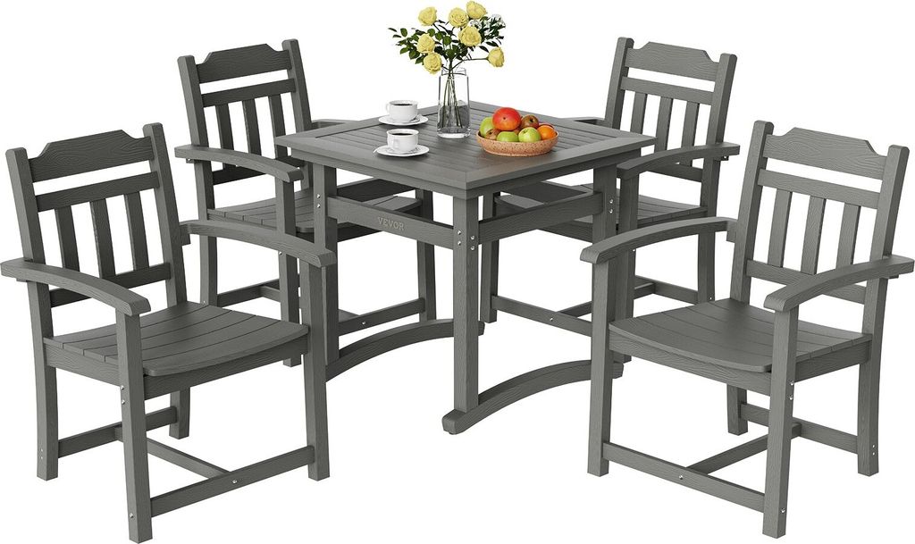 5-teiliges Gartenmöbel Set Balkonmöbel Set 1 Tisch + 4 Stühle, 150 kg / 150 kg Sitzgruppe Garnitur Wetterfest Sonnenfest, Essgruppe Garten Terra...