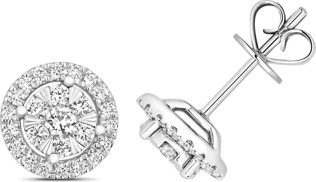 Wunderschöne 18 Karat (750) Weißgold Damen - Diamant Paar Ohrstecker Brillant-Schliff 0.55 Karat GH - SI1 - 9mm*9mm; TRS21078