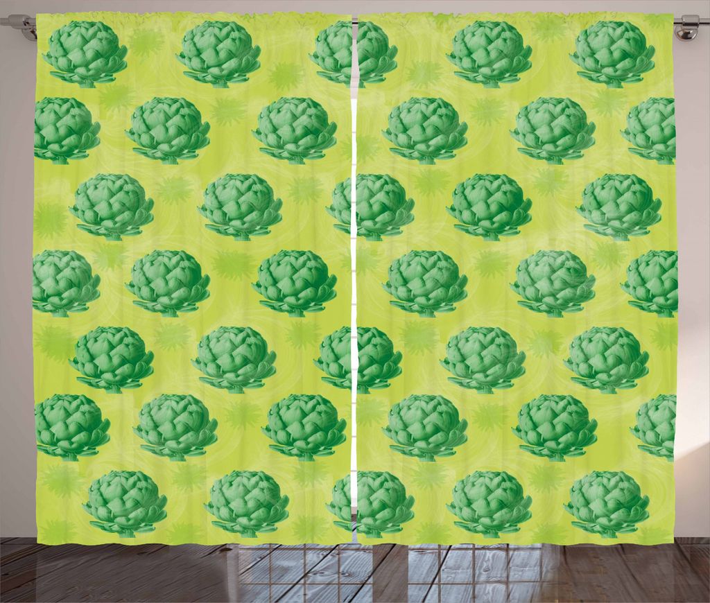 ABAKUHAUS Artischocke Rustikaler Vorhang, Gesunde Bio-Lebensmittel, Wohnzimmer Universalband Gardinen mit Schlaufen und Haken, 280 x 245 cm, Apfelg...